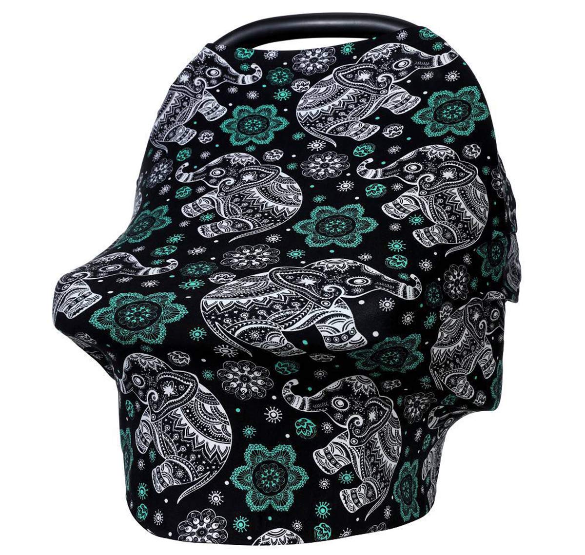 Premium XNN Nursing Cover for Baby Breastfeeding - Soft Stretchy 95% Cotton Infinity Nursing Scarf - Multi-Use as Car Seat Canopy, Shopping Cart Cover & High Chair Cover - Perfect for Stroller, Travel & Public Nursing (Elephant Print) - Ideal for Moms & Babies Girls/Boys
