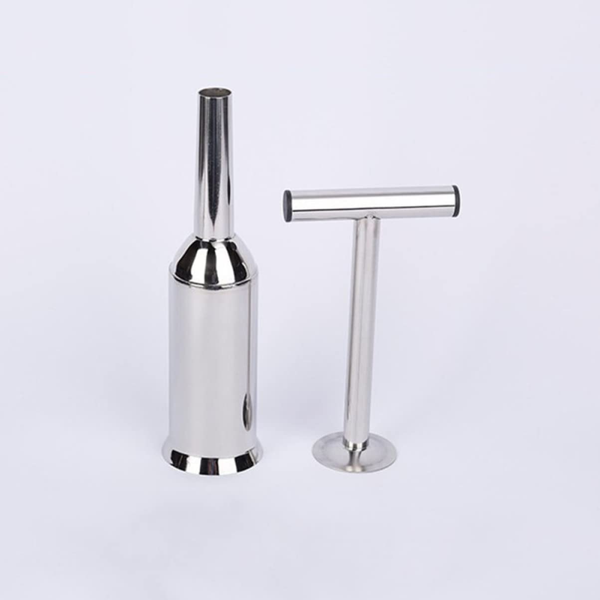 BESTonZON Stainless Steel Sausage Stuffer Funnel - Manual Handheld Meat Filler Tube for Salami & Sausage Making - Perfect for Home Kitchen, BBQ, and Food Processing