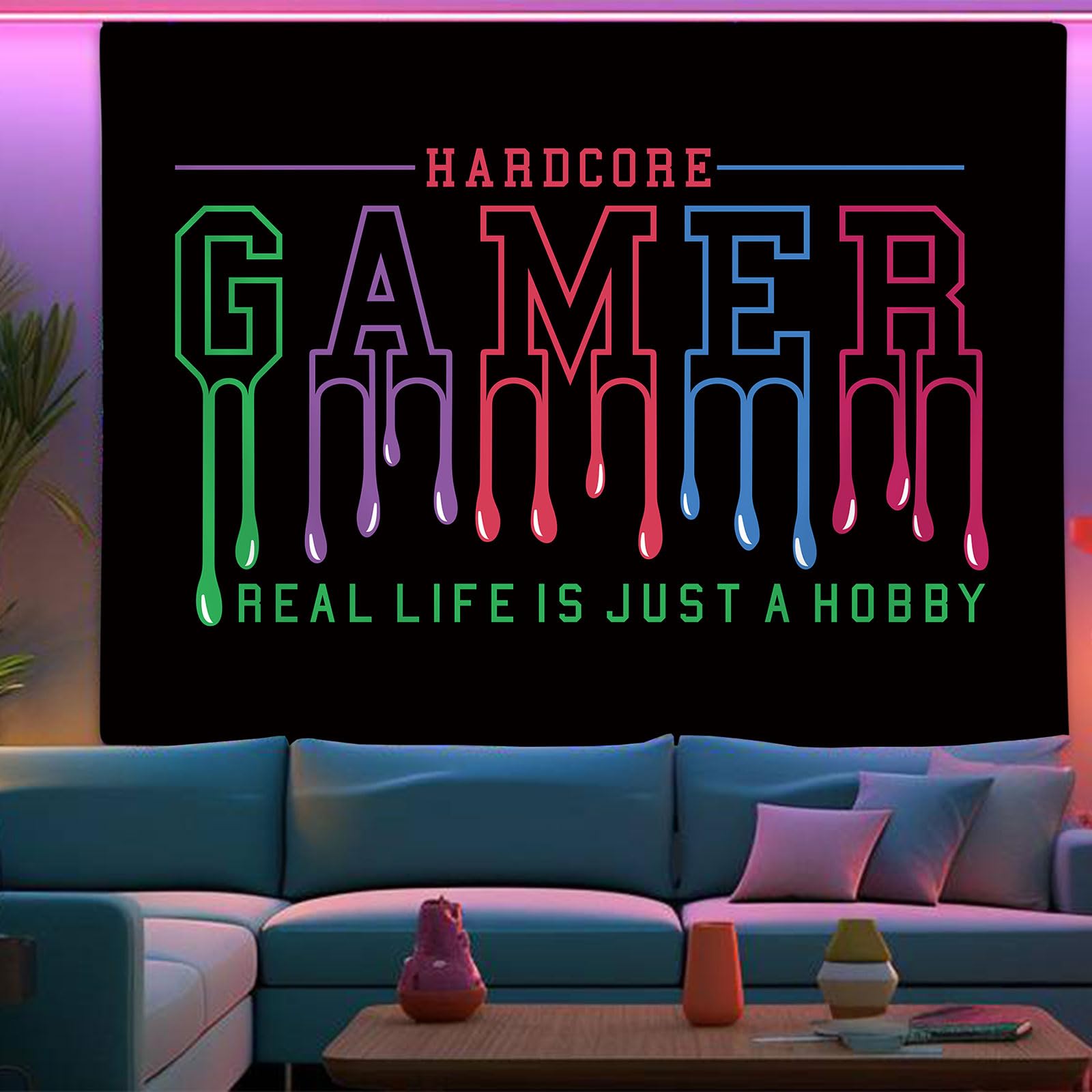 MERCHR Gaming Room Tapestry Wall Hanging - 60x40 Inch Aesthetic Gamer Decor for Boys Bedroom, Living Room & Game Room - Funny Black Wall Art for Gamers | Perfect for Gaming Setup, Streamer Background & Teen Room Decor