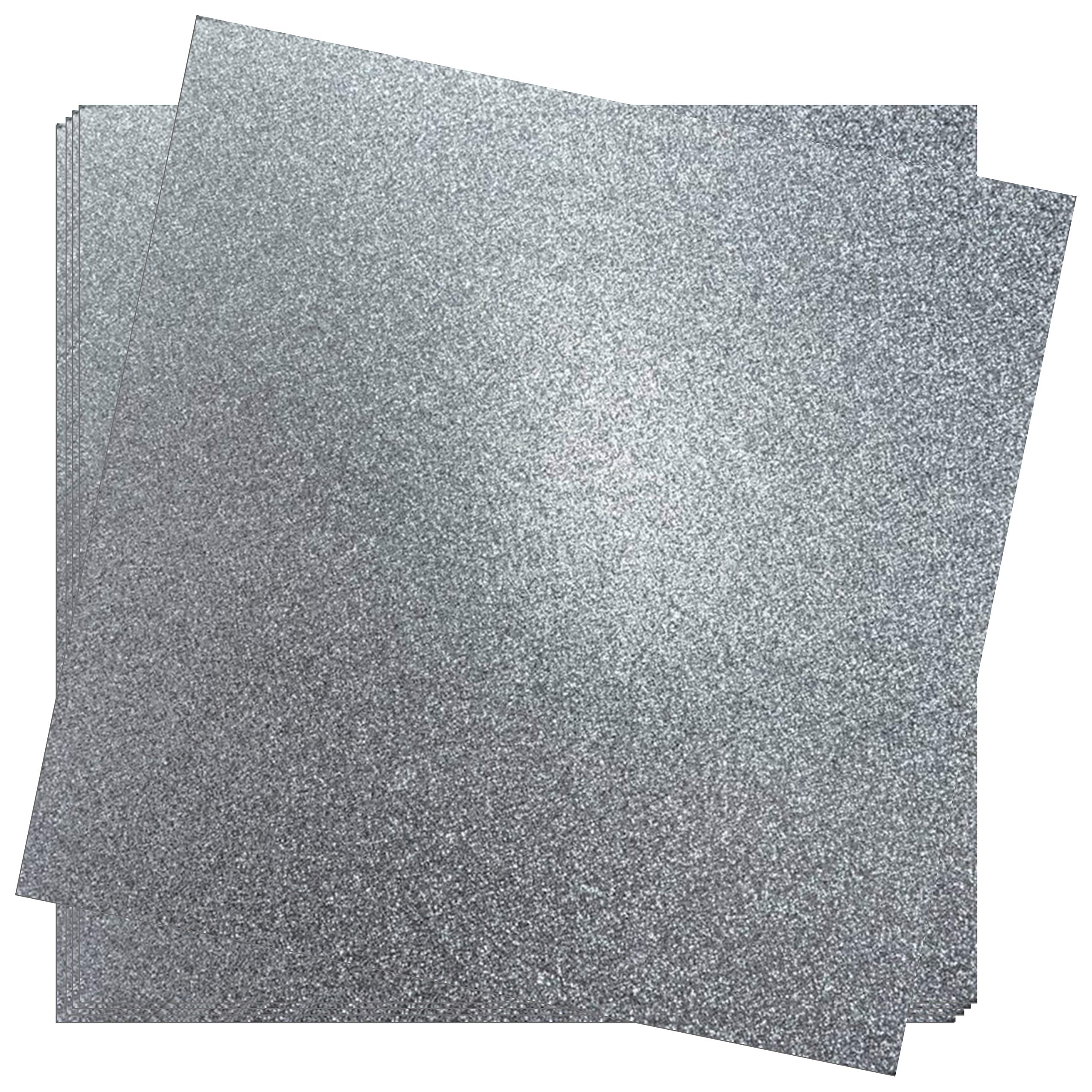 Crafasso 12x12 Inch 300gsm Premium Glitter Cardstock Paper - 15 Sheets Silver Foil Scrapbooking Paper for DIY Crafts, Card Making, Gift Wrapping & Home Decor