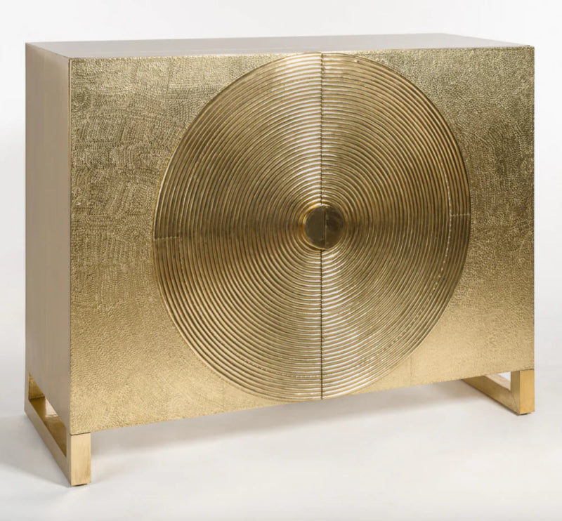 Handmade Brass Golden Metal Cabinet with Two Doors - Vintage Home Decor for Living Room, Bedroom & Office Storage