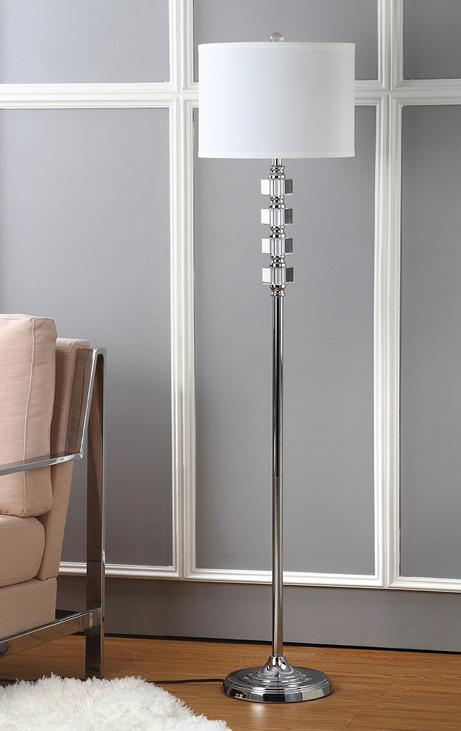 SAFAVIEH Lombard Street 60-inch Crystal & Chrome LED Floor Lamp - Modern Standing Light for Living Room, Bedroom, Home Office - Bright Lighting Solution with Included LED Bulb (Ideal for Reading, Decor & Ambient Lighting)