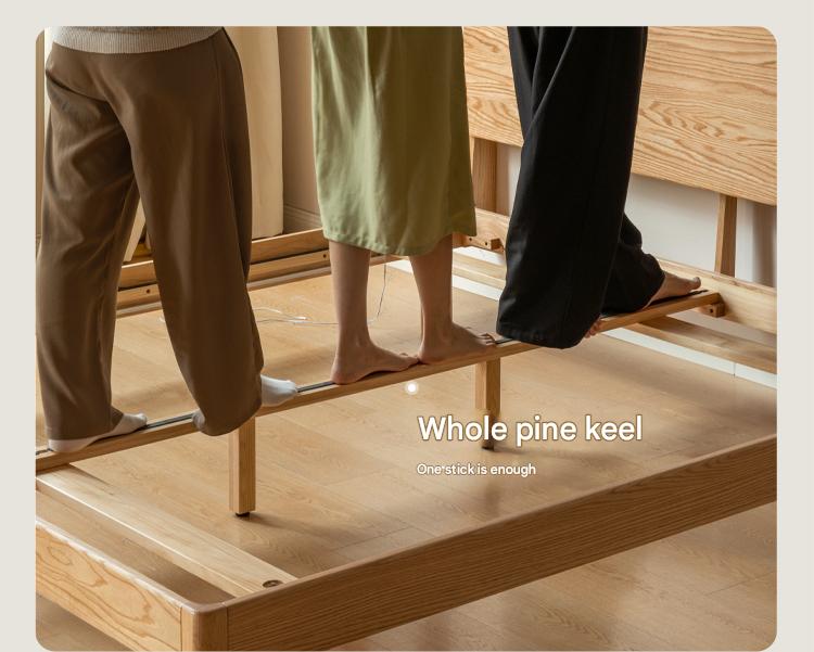 Solid Oak Wood Modern Floating Bed Frame - Queen Size, Sturdy Platform Bed with LED Lights for Bedroom, Living Room, Guest Room