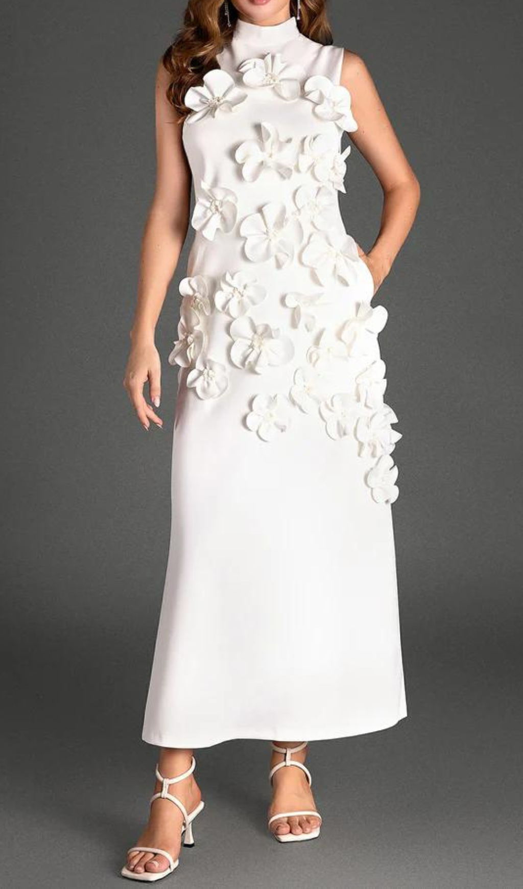 Elegant White Floral Embroidered Maxi Dress for Women - Perfect for Summer Weddings, Beach Vacations & Evening Parties