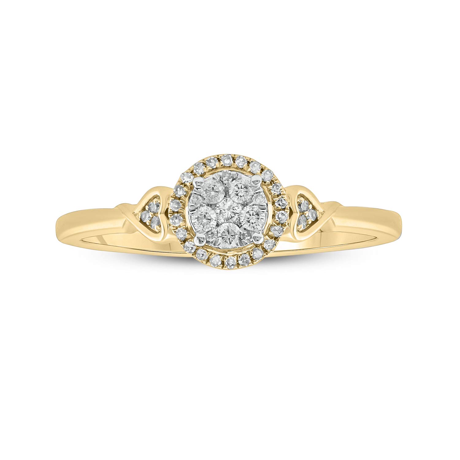 925 Sterling Silver 1/6ct Round White Natural Diamond Halo Promise Ring for Women - Elegant Engagement & Anniversary Gift - Perfect for Valentine's Day, Proposals & Special Occasions