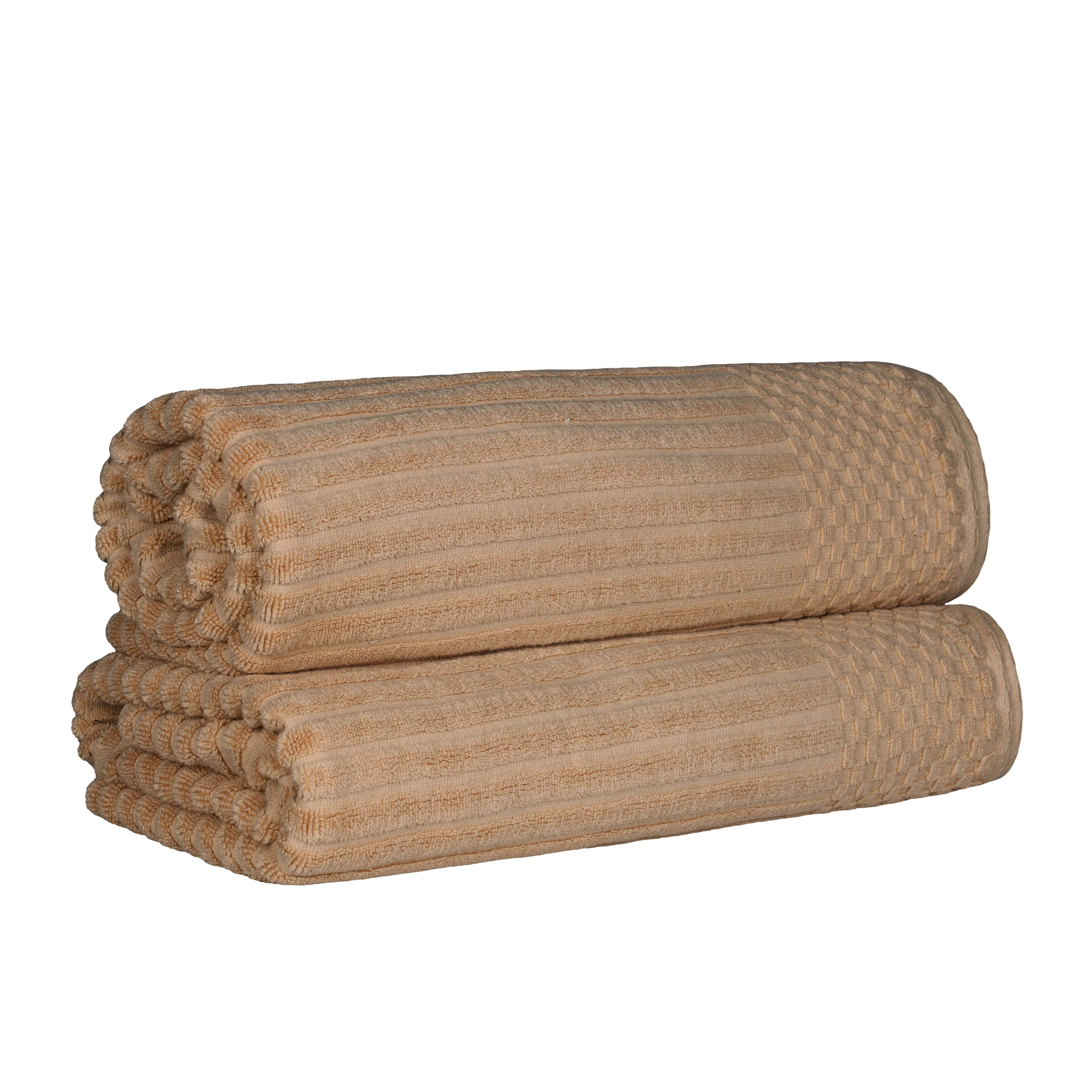 Premium Cotton Ribbed Textured Bath Towel Set - Ultra Absorbent 2-Piece Bath Sheet Set for Spa, Beach & Luxury Bathroom Use