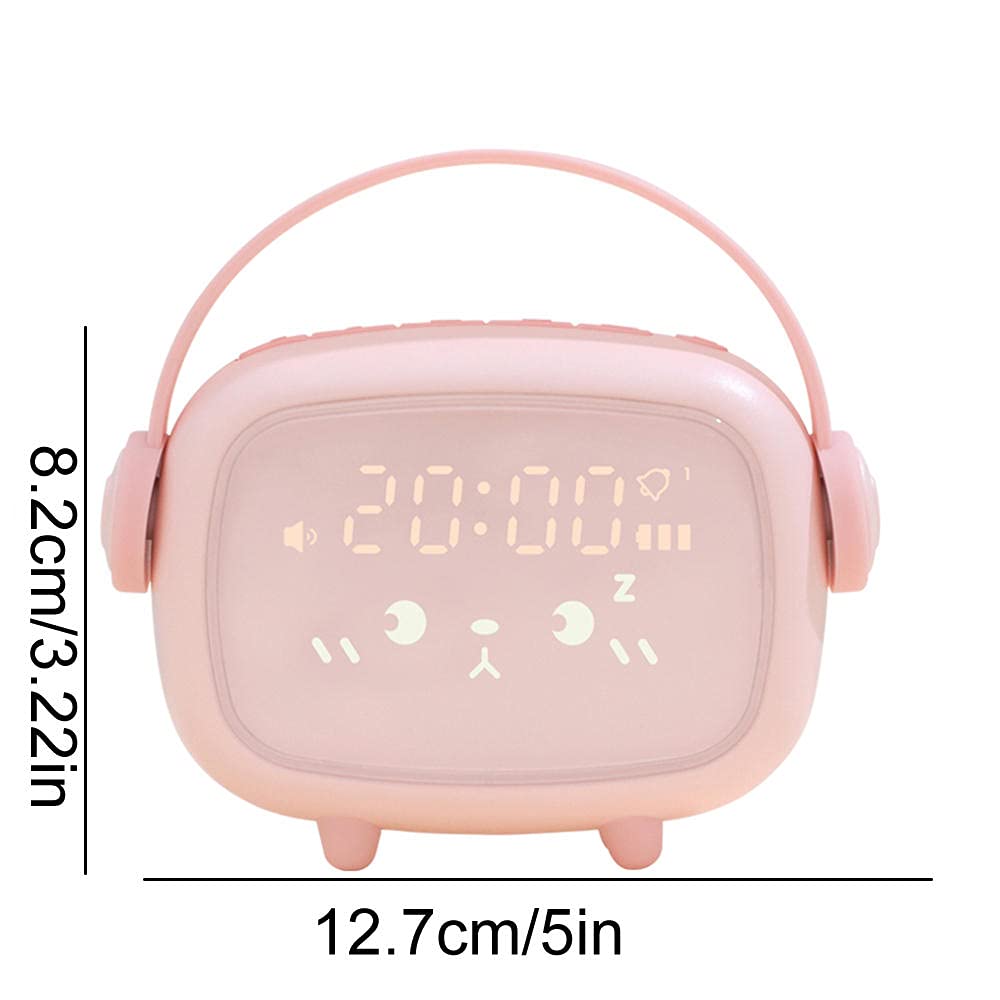 Smart LED Night Light Alarm Clock with Timer & Countdown - Cute Pink Kids Bedroom Decor for Sleep Training & Nursery Room Lighting