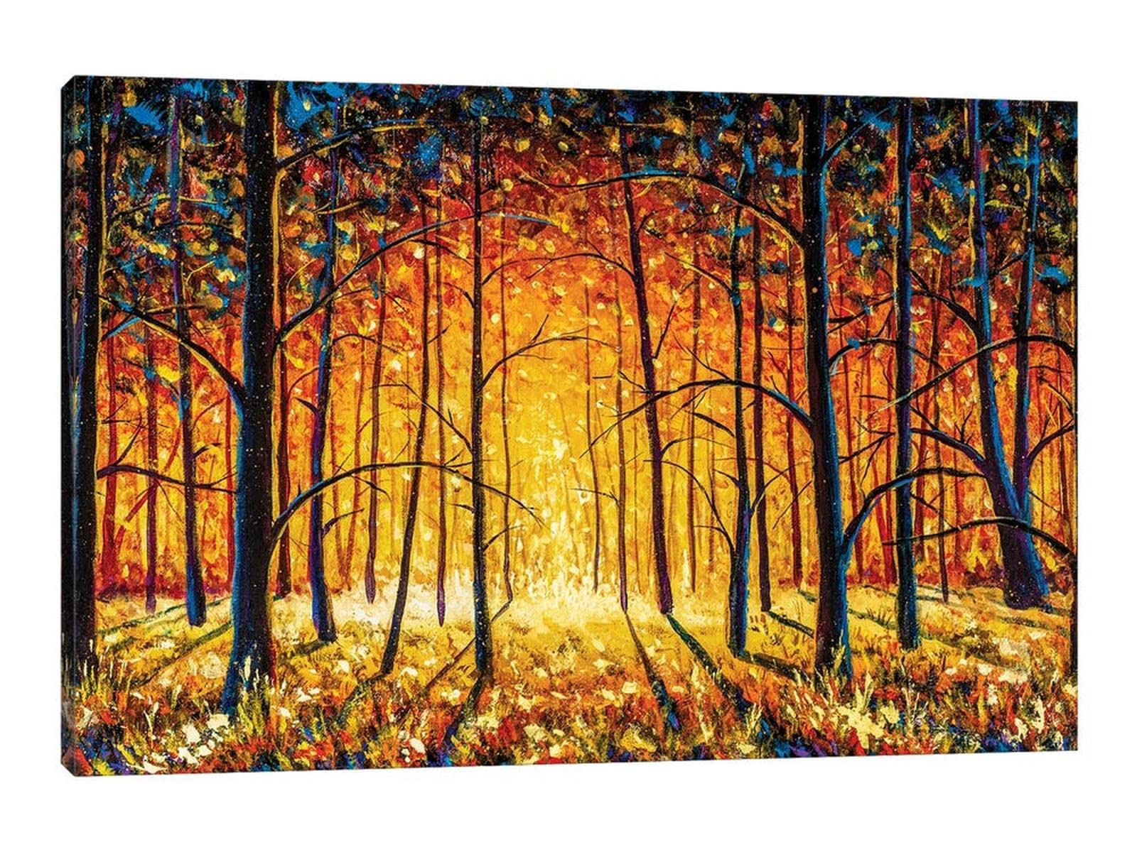 TIMUBA Abstract Fall Forest Canvas Wall Art - 24x36 Inch Nature Landscape Painting with Gold Yellow Hues, Perfect for Living Room, Bedroom & Office Decor - Modern Home Wall Decor for Autumn & Nature Lovers