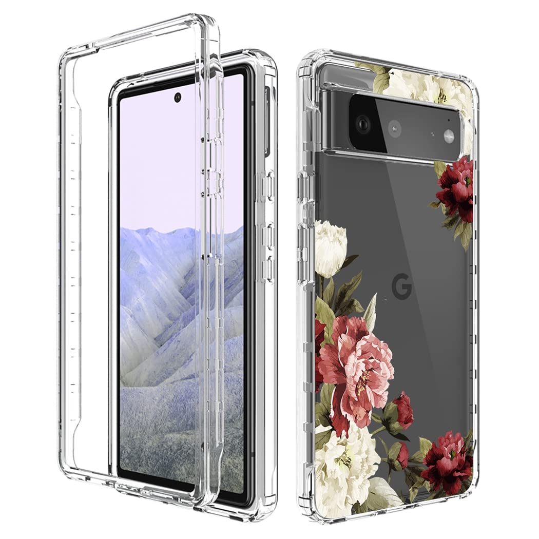 **Google Pixel 6 Pro Case - Cute Clear Floral Design Full Body Protective Cover for Pixel 6 Pro 5G & Pixel 6 XL | Shockproof & Scratch-Resistant | Perfect for Everyday Use, Travel & Gifts**