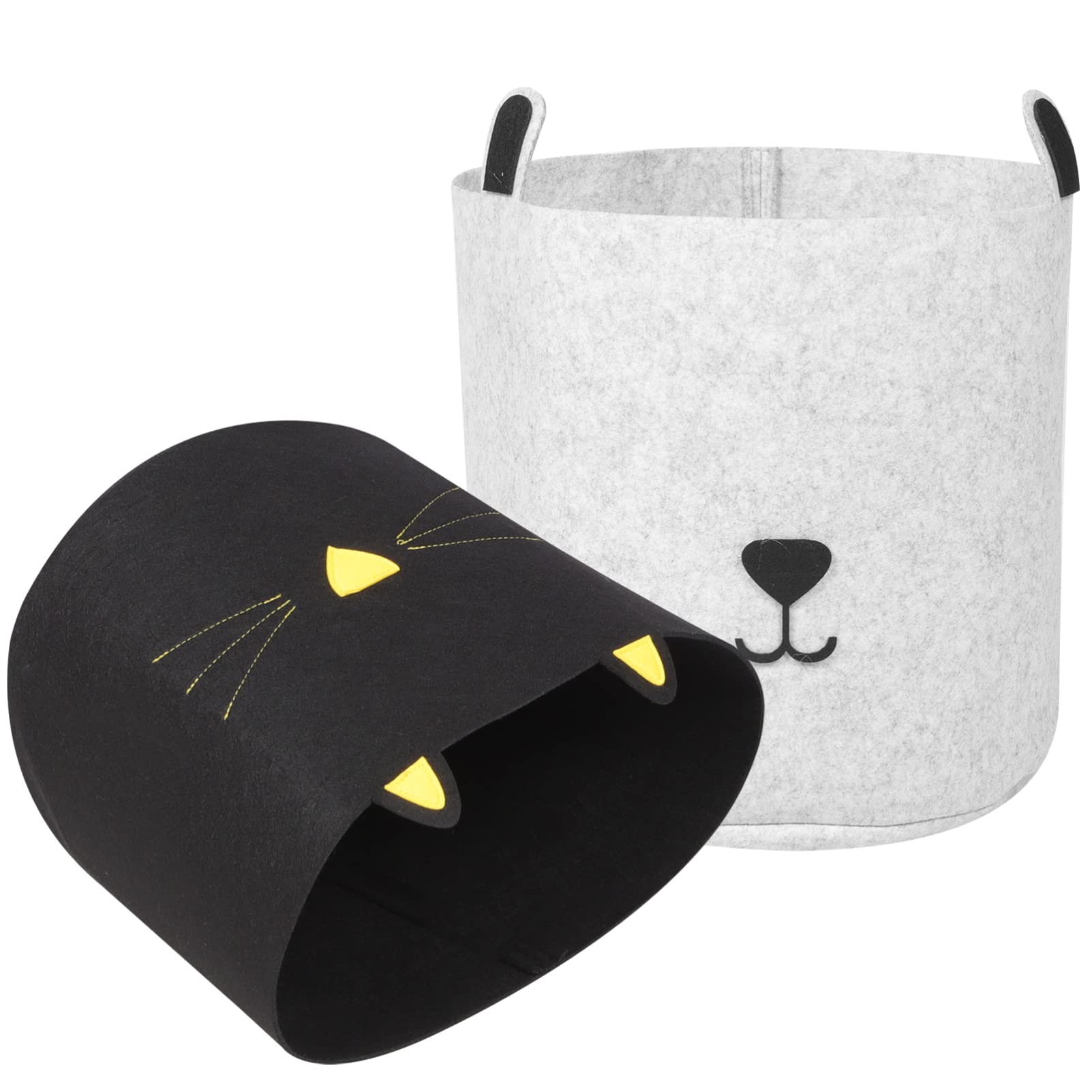 POPETPOP 2-Pack Felt Storage Baskets - Laundry Hamper & Toy Organizer for Clothes, Toys, Dog Supplies | Foldable Fabric Box for Nursery, Closet, Playroom & Bedroom Organization