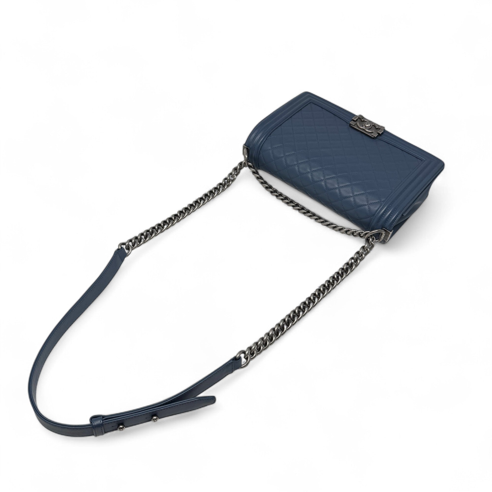 Chanel Blue Large Boy Bag - Luxury Designer Handbag for Women | Perfect for Parties, Weddings & Evening Events