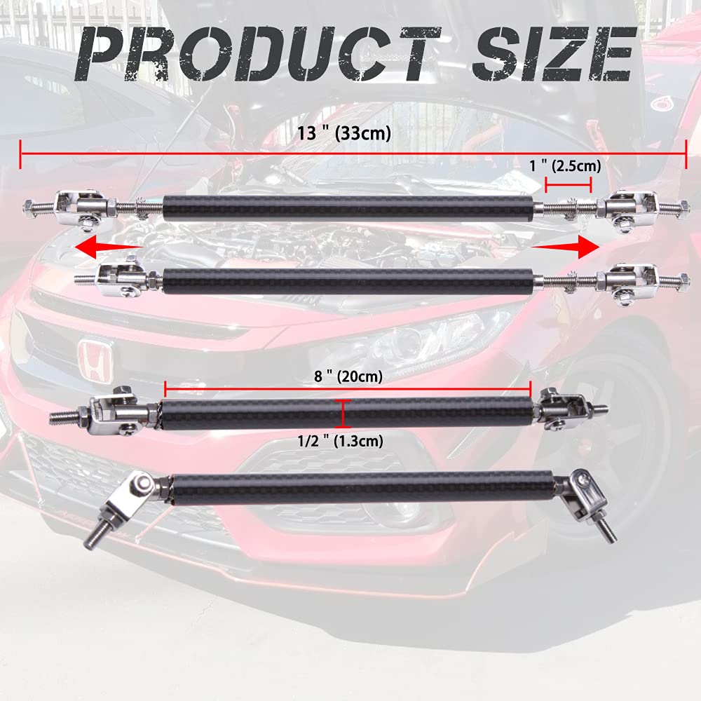 DREAMIZER 2-Piece Universal Front Bumper Lip Support Splitter Rods - Adjustable 10
