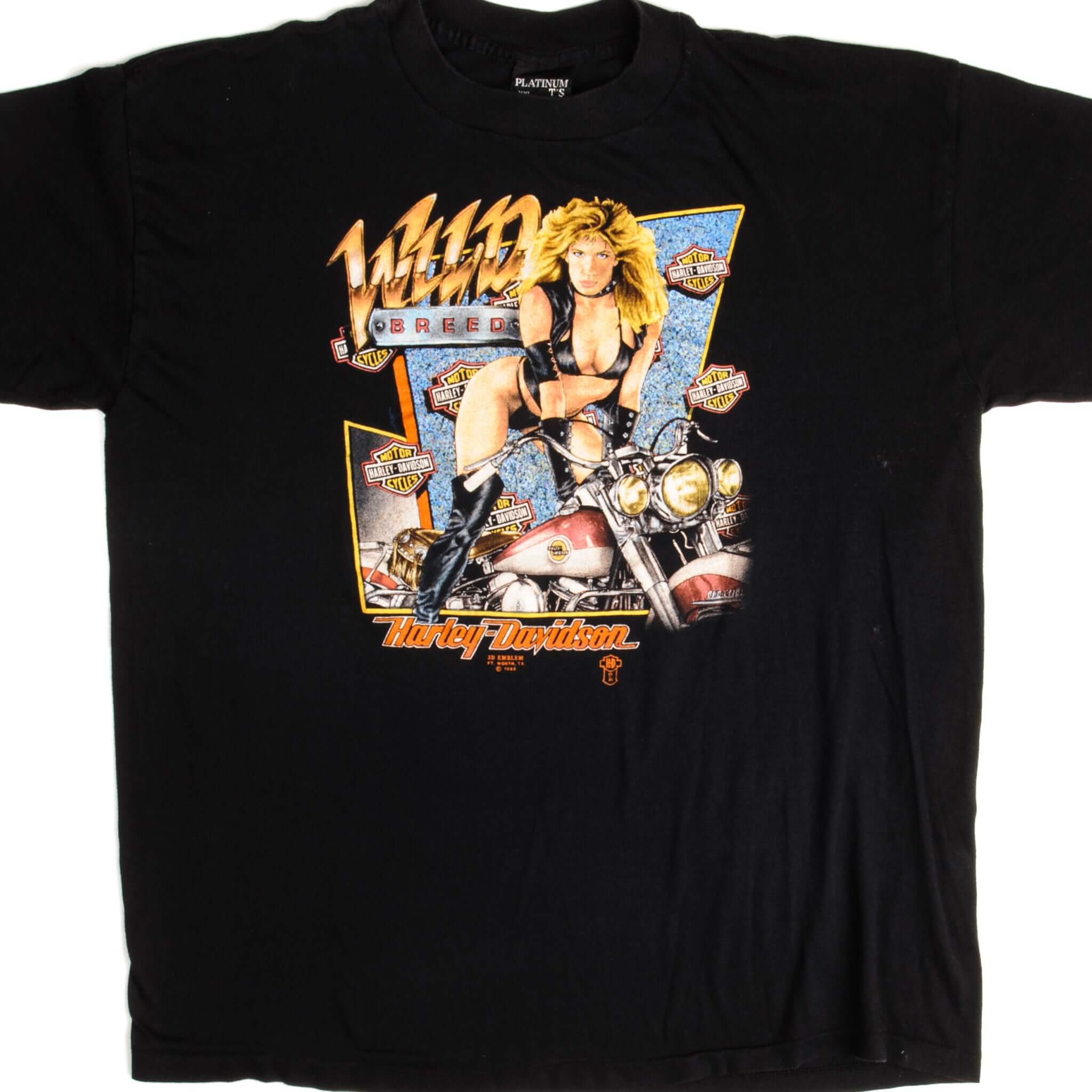 Vintage 3D Emblem Harley Davidson T-Shirt 1988 - XL Size Made in USA - Retro Motorcycle Apparel for Bikers & Collectors