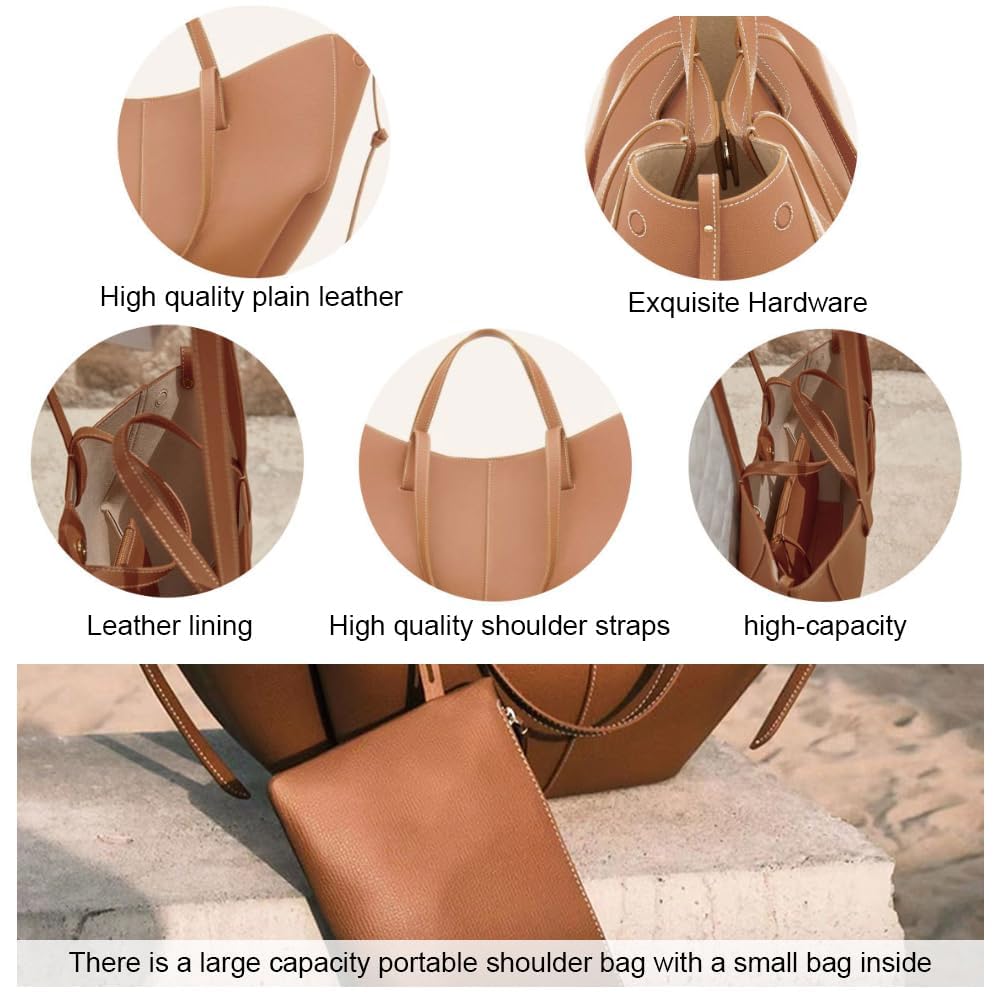 2024 Stylish Leather Tote Bags for Women - Large Work Handbag with Detachable Purse, Underarm & Dumpling Bag | Perfect for Office, Travel & Daily Use