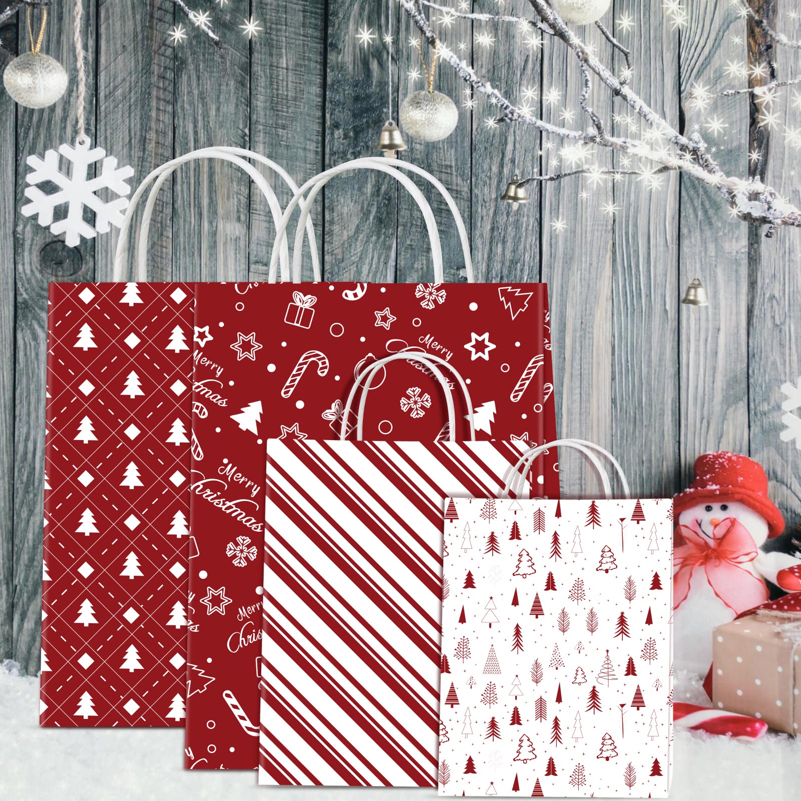 45 Sheets Merry Christmas Pattern Paper Set - 10 Festive Designs, Double-Sided A4 Craft Paper for Card Making, Scrapbooking, Gift Wrapping (Red & White) - Perfect for Holiday DIY Projects, Christmas Cards, and Home Decor