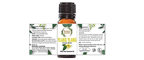 Botanic Garden Ylang Ylang Essential Oil (Cananga Odorata) - Strengthens Hair Roots, Reduces Hair Fall, Moisturizes Skin, Controls Acne - 50ml - Perfect for Aromatherapy, Massage & DIY Skincare