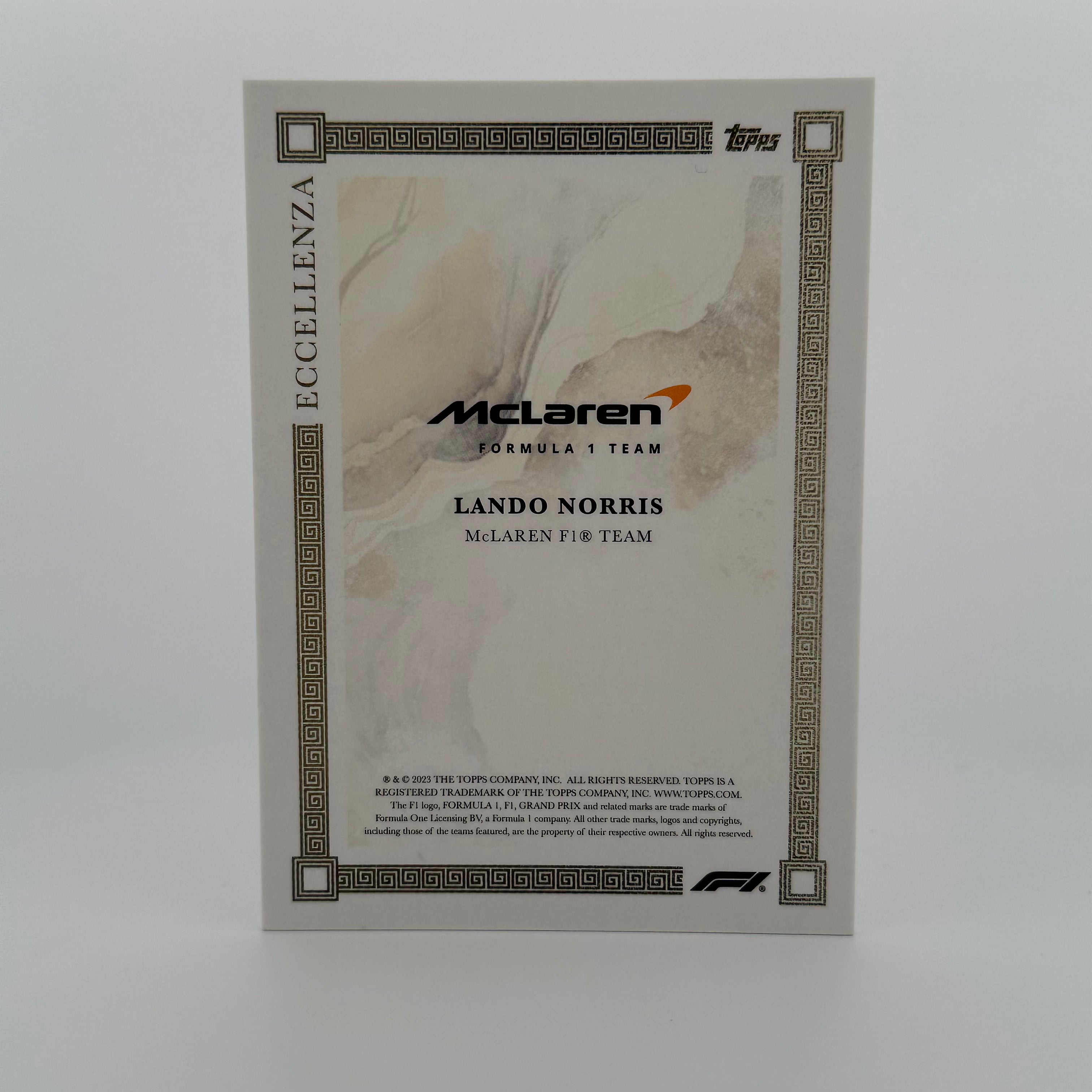 2023 Topps Eccellenza Gold Lando Norris Driver Profile F1 Racing Card - Perfect for Collectors, Fans & Sports Memorabilia Displays