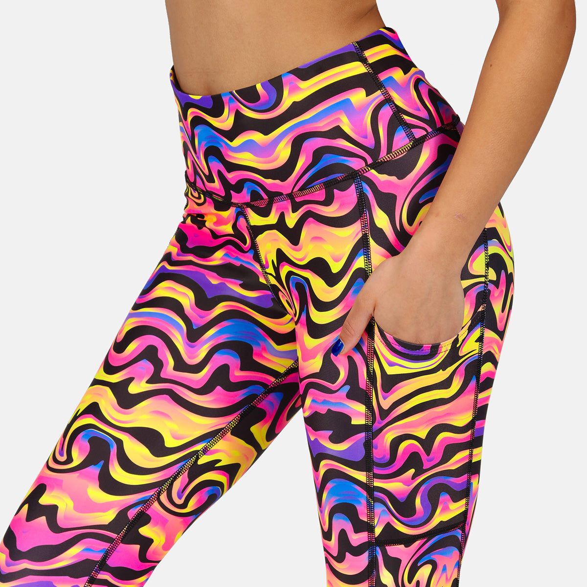 Coral Waves High Waist Yoga Leggings for Women - Comfortable Workout Pants, Tummy Control, 4-Way Stretch - Perfect for Yoga, Running, Gym & Lounge Wear