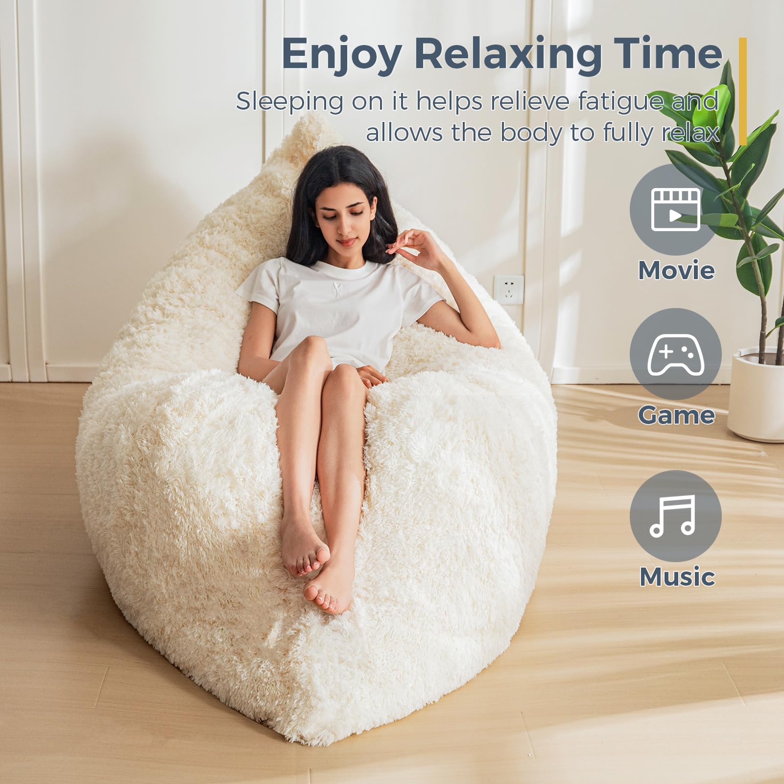 MAXYOYO 3-in-1 Bean Bag Chair - Giant Convertible Sofa Bed & Floor Mattress with Premium High-Density Foam Filling - Comfortable Lounge Chair for Adults - Perfect for Living Room, Bedroom & Game Room Relaxation