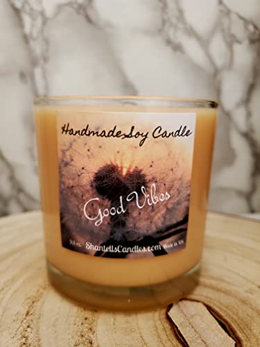 Shantells Candles | Good Vibes 9.5 oz Soy Candle - 45+ Hour Burn Time | Citrus & Creamy Sugar Scent | Handmade in USA | Perfect for Relaxation, Meditation & Home Decor