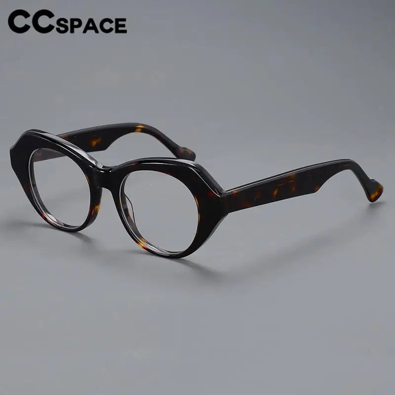 CCspace Unisex Full Rim Oval Acetate Eyeglasses Frame 57204 - Lightweight & Durable for Work, Reading & Fashion