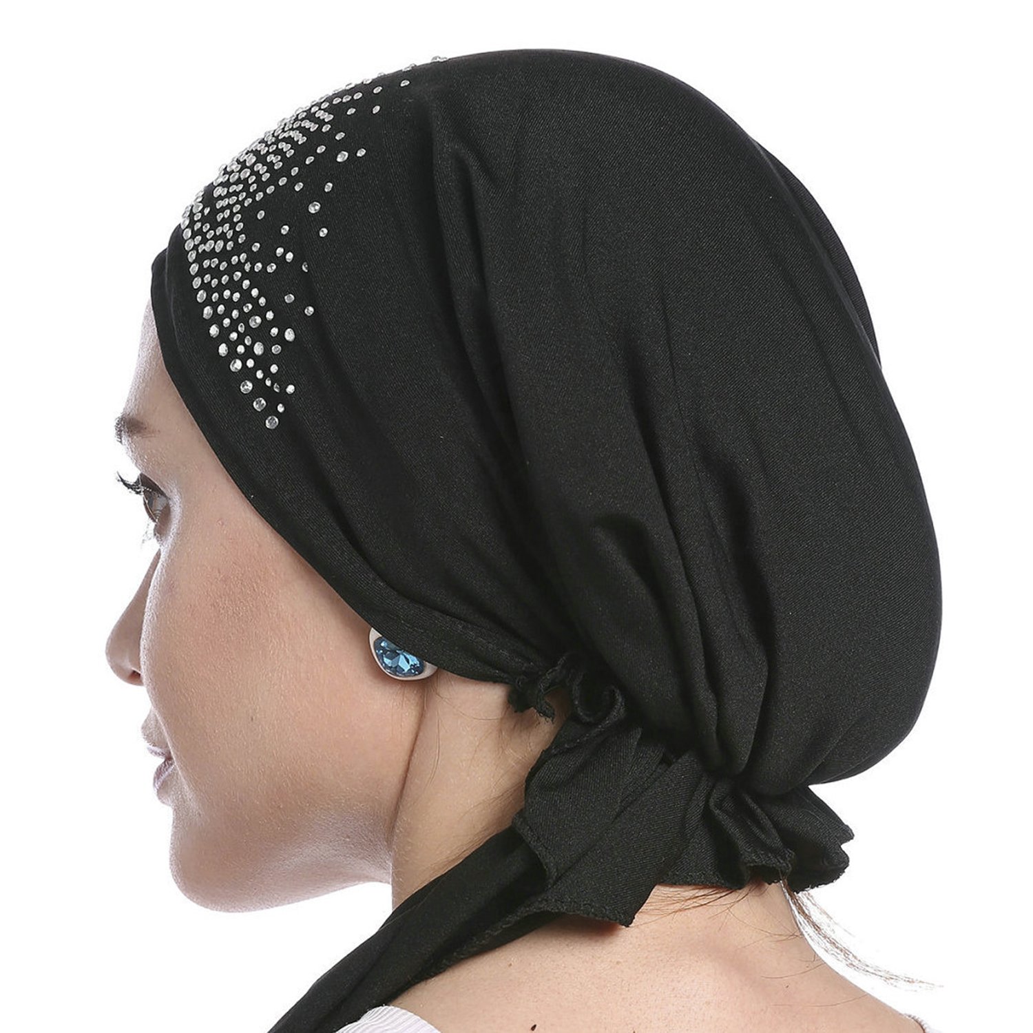 IPENNY Stretchy Chemo Beanie for Women - Soft Crystal Turban Head Wrap & Skull Cap for Hair Loss, Alopecia, Cancer Patients - Comfortable Headscarf for Daily Wear, Sleeping, and Outdoor Activities