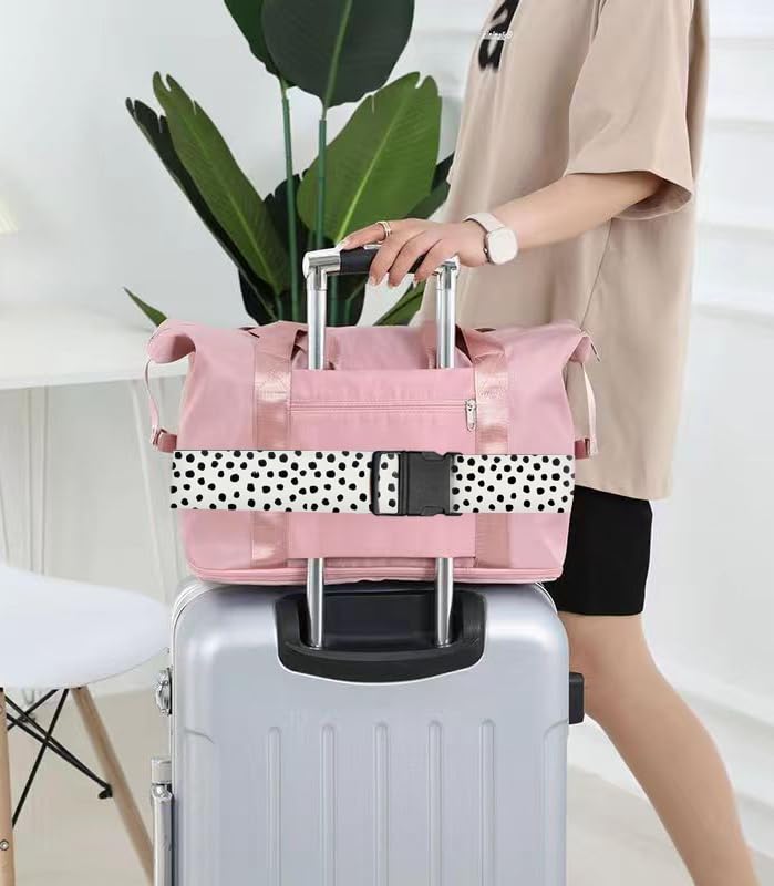 Durable Adjustable Luggage Straps for Suitcases with Quick-Release Buckle - Heavy Duty Travel Belt Accessories in Cute Polka Dot Design - Perfect for Air Travel, Vacation & Business Trips