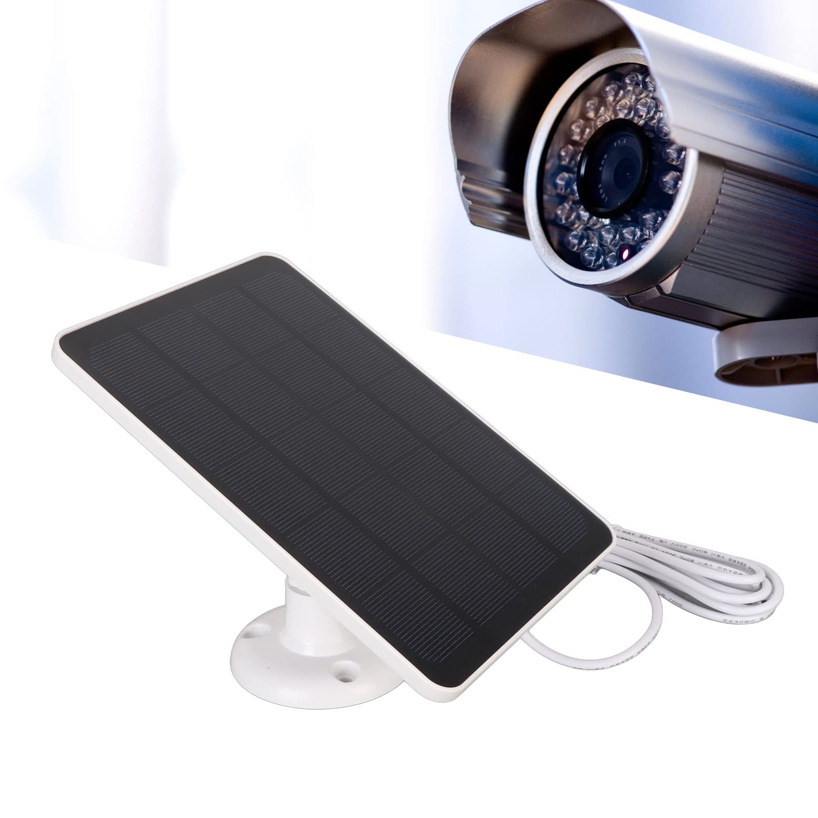 Solar Panel for Security Camera - 5V DC Waterproof IP65 Rechargeable Battery Charger - Ideal for Outdoor Surveillance, Home Security & Wireless Camera Power Supply (White)