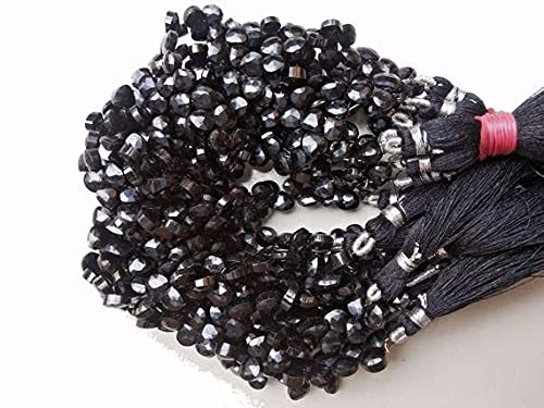 Natural Black Spinel Faceted Heart Beads - 13mm Gemstone Briolettes for Jewelry Making, DIY Crafts & Healing Crystals | Perfect for Necklaces, Bracelets & Spiritual Energy Work