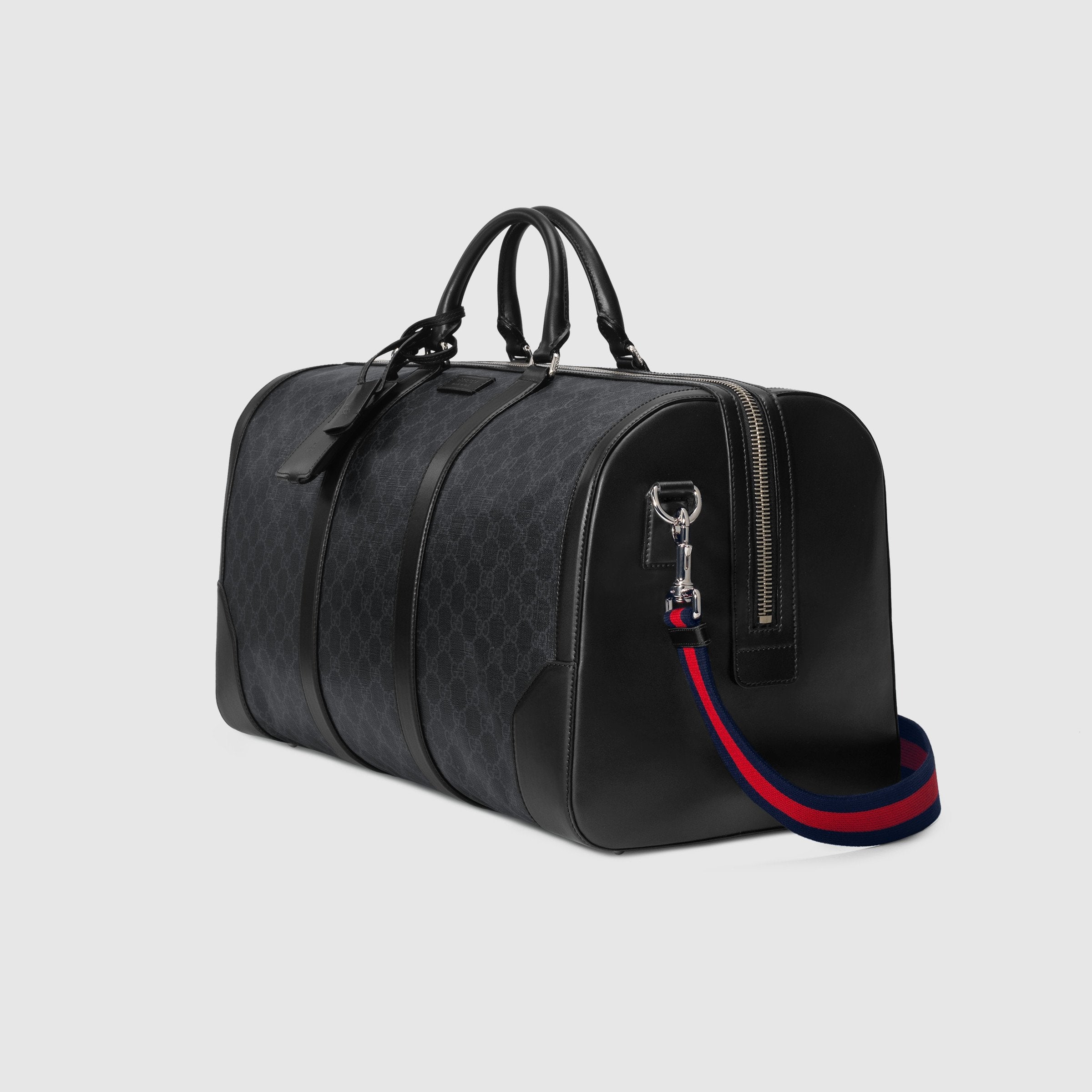 Gucci GG Supreme Soft Carry On Duffle Bag - Black & Grey Travel Duffel for Men & Women - Perfect for Weekend Trips, Gym, and Business Travel