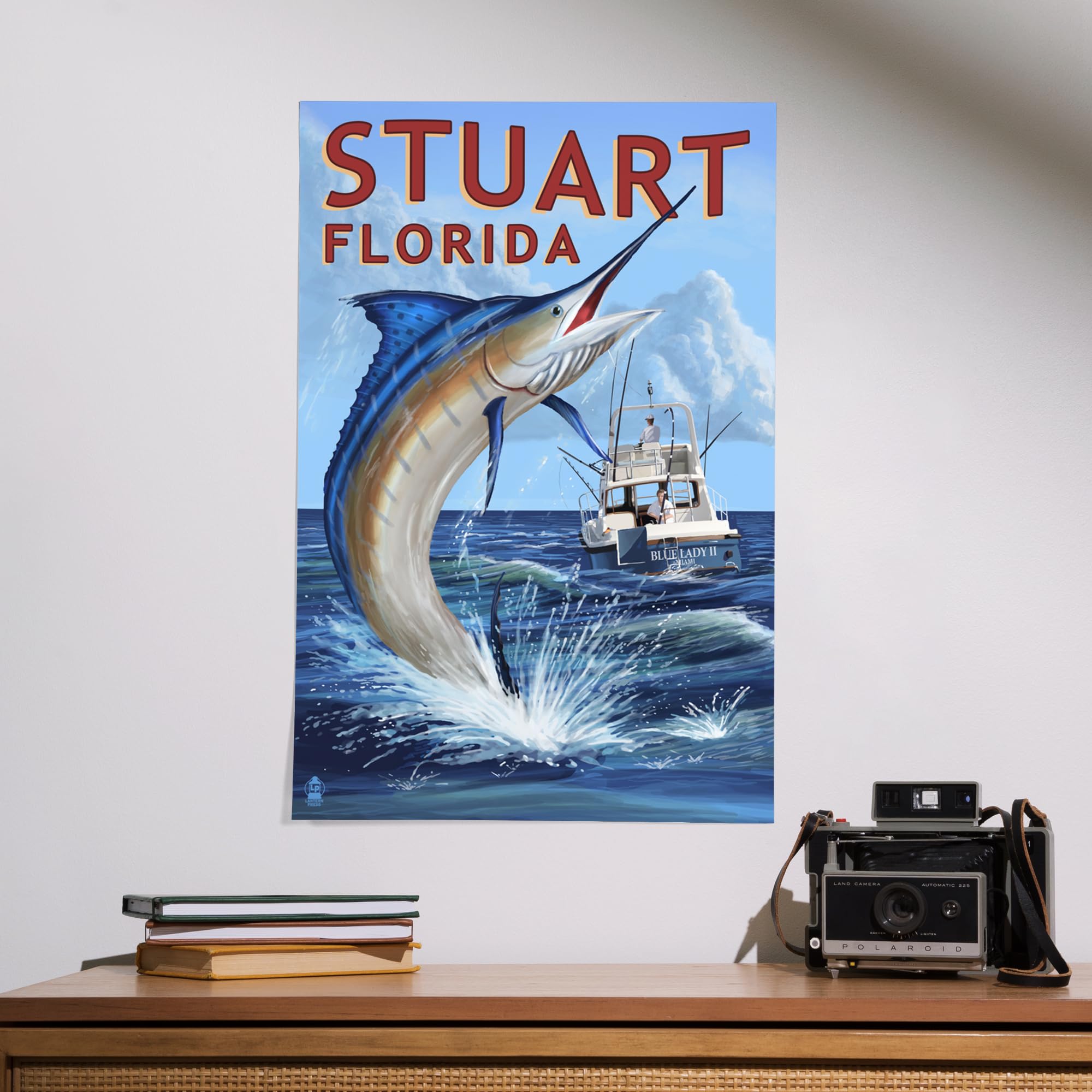 Stuart Florida Marlin Fishing Scene - Lantern Press 16x24 Inch Giclee Art Print | Coastal Wall Decor for Beach House, Office & Fishing Enthusiasts