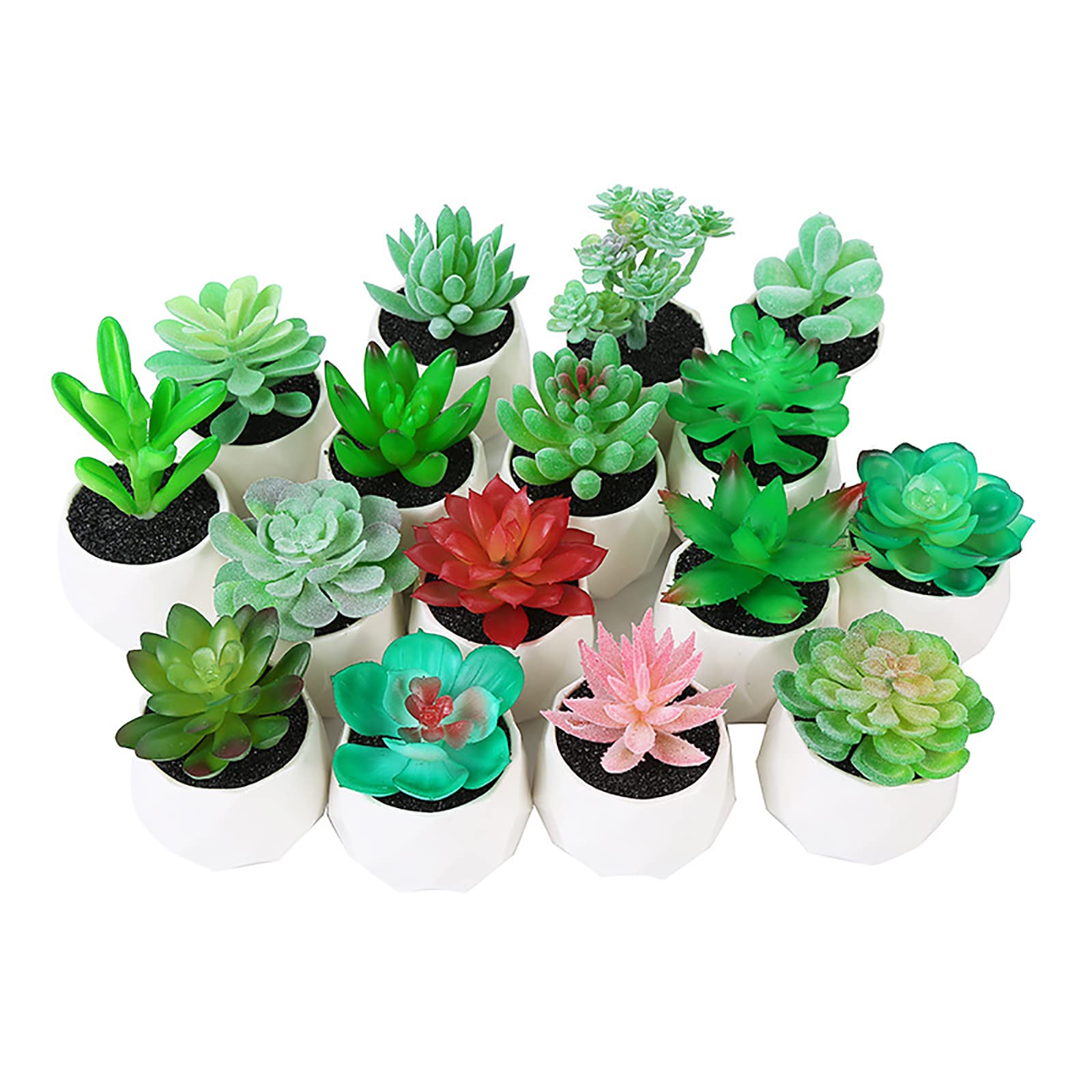 16Pcs Artificial Succulent Plants with Pots - Fake Mini Bonsai for Home, Office, Wedding & Garden Decor - Realistic Simulation Plants for Indoor and Outdoor Decoration