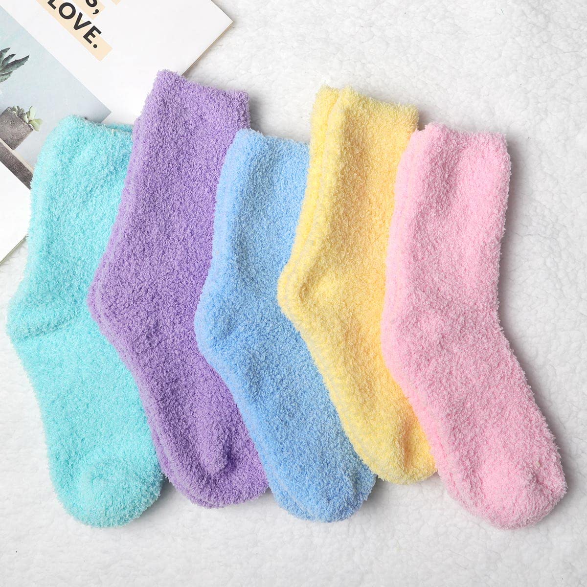 Cozy Plush Slipper Socks for Women - Warm Fuzzy Crew Socks with Non-Slip Sole | Soft Winter Indoor House Shoes for Lounge, Yoga & Home Comfort
