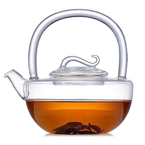 Premium Heat-Resistant Glass Teapot with Filter - 700ml Thickened Borosilicate Tea Kettle for Blooming Flower Tea, Herbal Infusions & Loose Leaf Brewing - Vibrant Green Color - Perfect for Home, Office & Tea Ceremonies