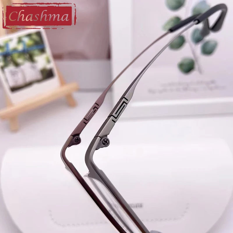 Men's Titanium Semi-Rimless Square Eyeglasses - Lightweight & Durable Frame for Work, Reading & Driving - Model 42039