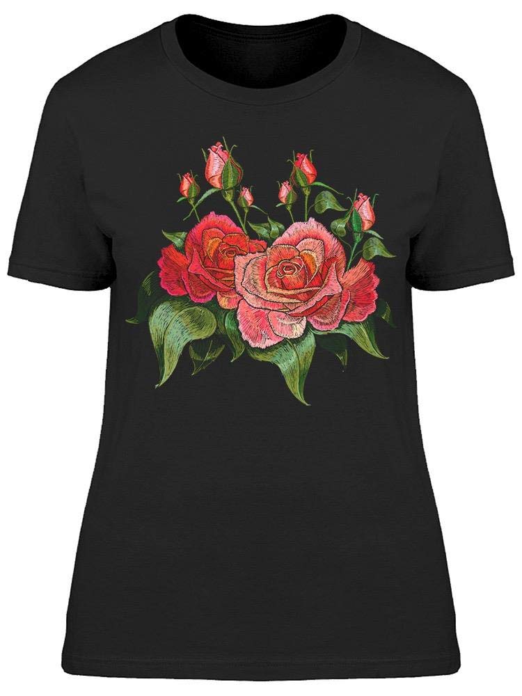 Smartprints Roses Flowers Tee for Women - Floral Graphic T-Shirt for Casual Wear, Date Night & Summer Outfits