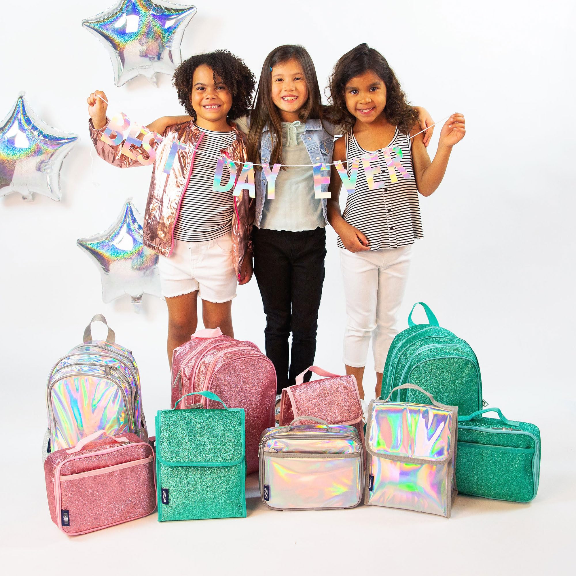 Wildkin Kids Insulated Lunch Bag - Reusable Thermal Lunch Box for School, Work & Travel - Keeps Food Hot/Cold for Hours - Perfect for Picnics, Hiking & Daily Meals - Holographic Design