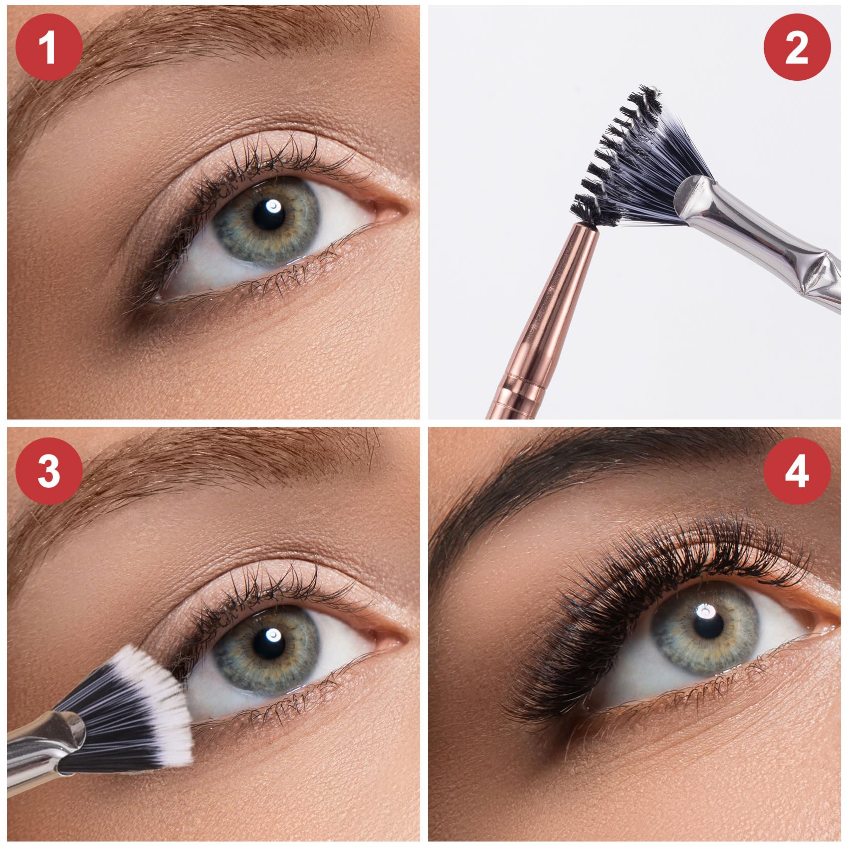 PAGOW 2-Pack Foldable Angled Scalloped Eyelash Brush - 2024 New Mascara Fan Brush for Voluminous Lashes, Multifunctional Eyelash Comb & Separator, Professional Makeup Tool for Stunning Eye Looks | Perfect for Daily Makeup, Salon Use & Travel Beauty Essentials