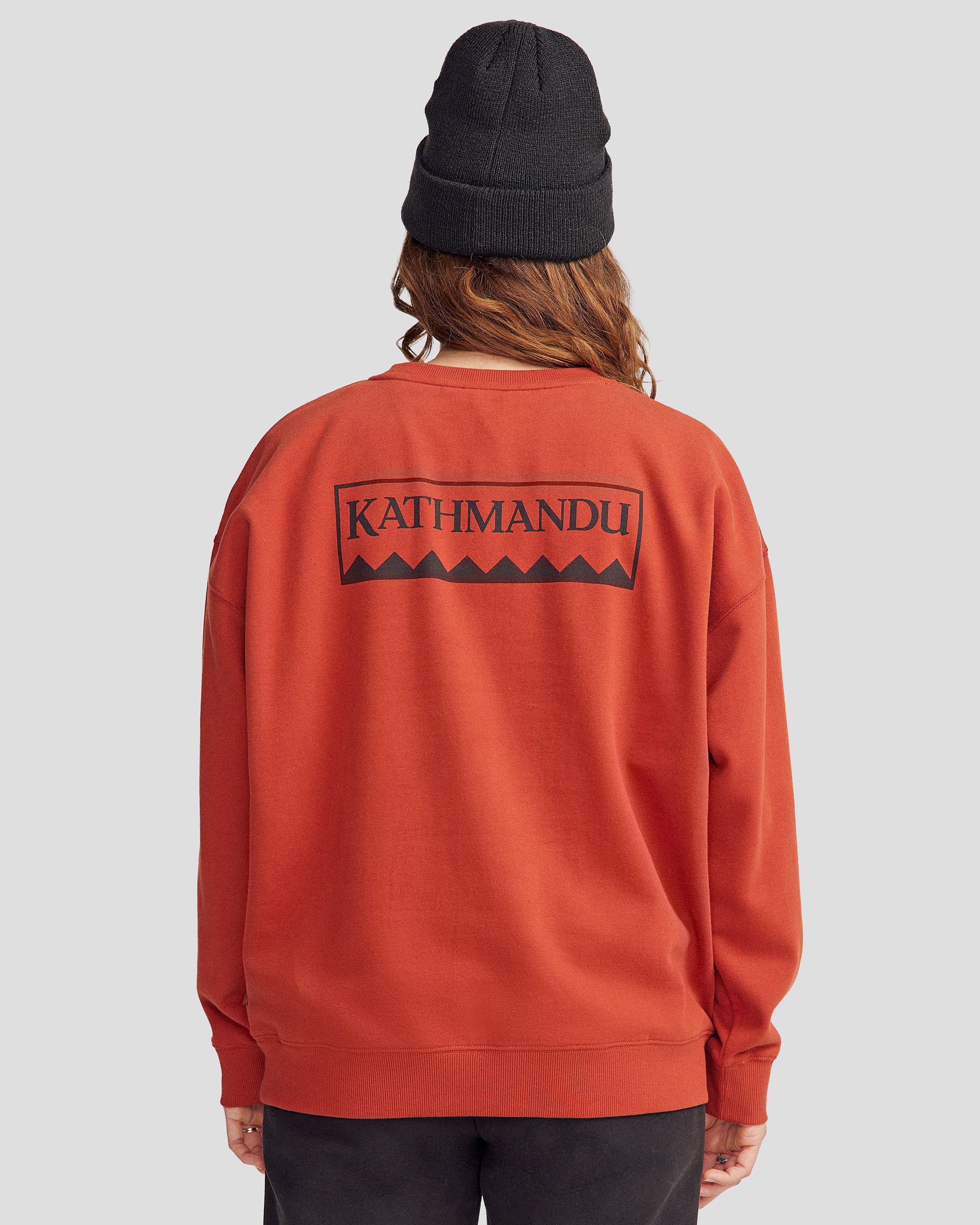 Heritage Logo Slouchy Brushed Crew Sweatshirt for Women - Cozy Redwood Pullover | Casual Outfit, Lounge Wear & Street Style Fashion