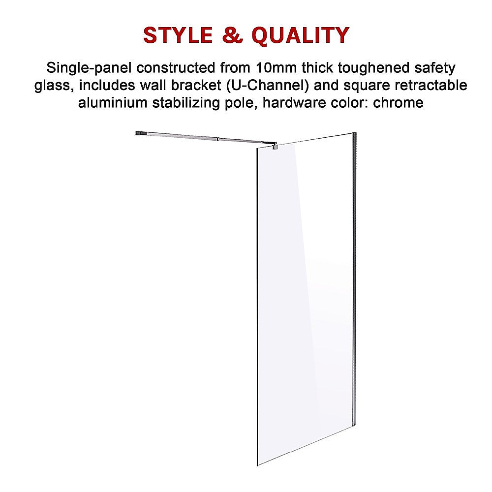 Frameless 10mm Tempered Safety Glass Shower Screen - 1100mm x 2100mm - Perfect for Modern Bathrooms & Walk-in Showers