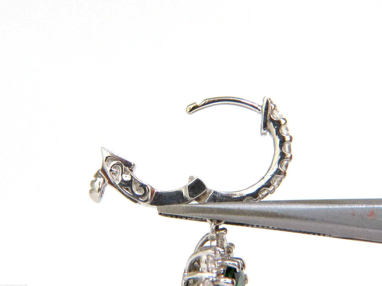 2.88CT Natural Fine Gem Tsavorite Diamond Dangle Hoop Earrings in 14K Gold (G/VS) - Elegant Jewelry for Parties, Weddings & Special Occasions