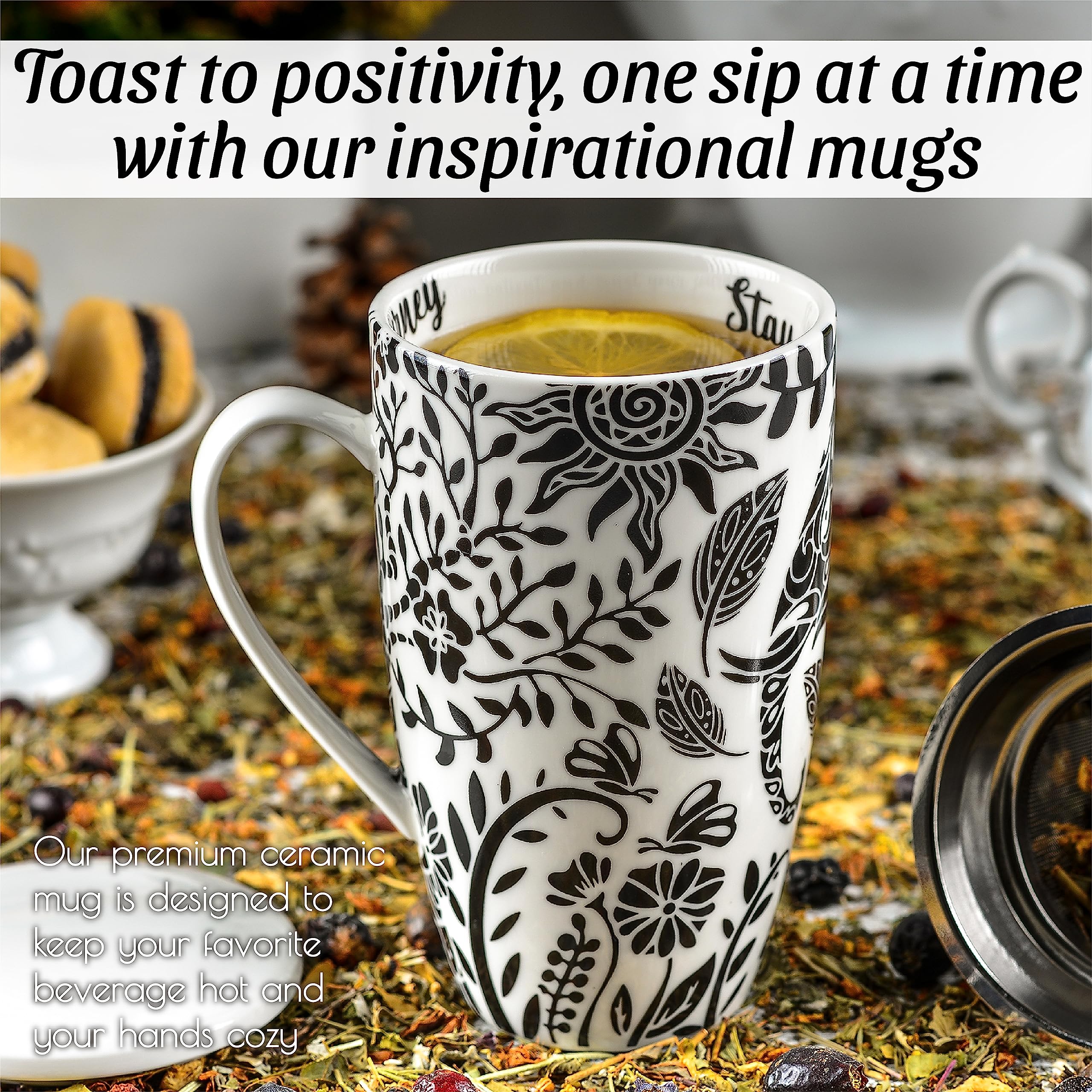 Handmade Elephant Boho Ceramic Mug - 12oz Coffee Tea Cup with Unique Tribal Design - Perfect for Home, Office & Boho Decor Gifts