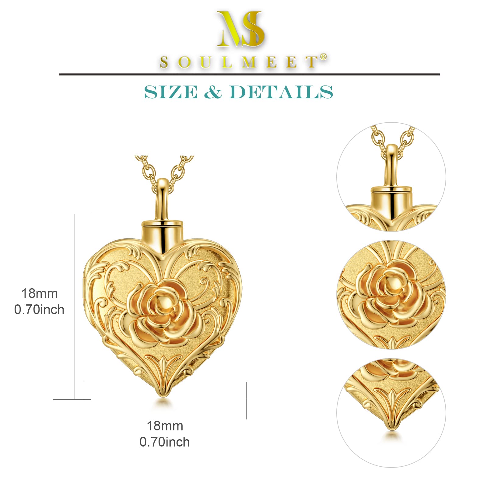 SOULMEET Cremation Jewelry for Ashes - 14K White Gold/Rose Gold/Yellow Gold Tree of Life, Butterfly & Heart Locket Necklace for Human, Dog or Cat Memorial Keepsake | Perfect for Funeral, Anniversary & Remembrance Gifts