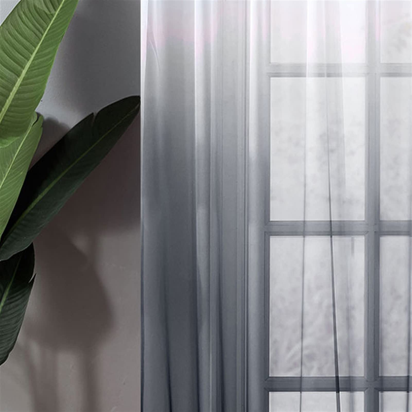 Premium Blue Gradient Tulle Sheer Curtains for Living Room, Bedroom & Kitchen - Soft Yarn Window Panels in Grey, Red, Purple - Elegant Wedding & Ceiling Decor for Home Decorating