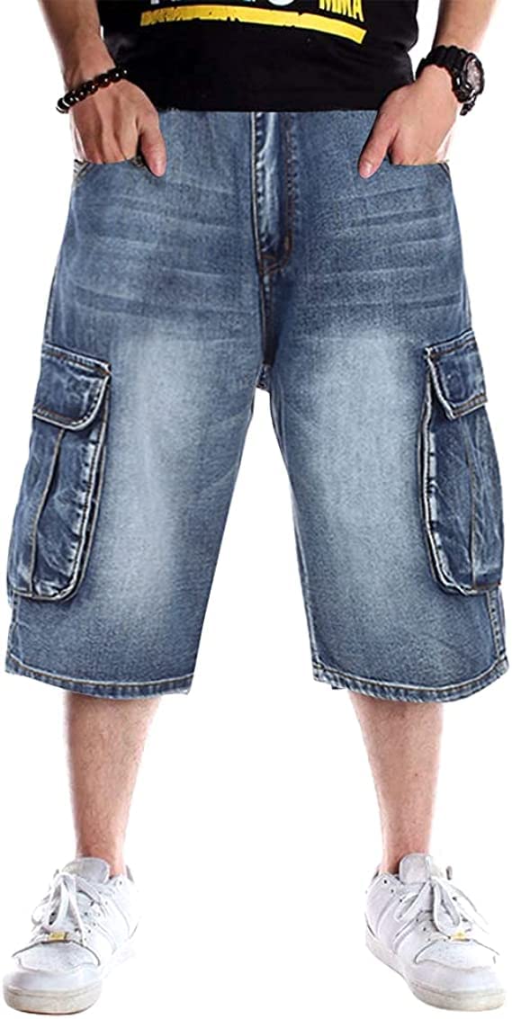 IDEALSANXUN Men's Baggy Jean Shorts - Loose Fit Denim Jorts for Casual Wear | Perfect for Summer, Beach, and Street Style
