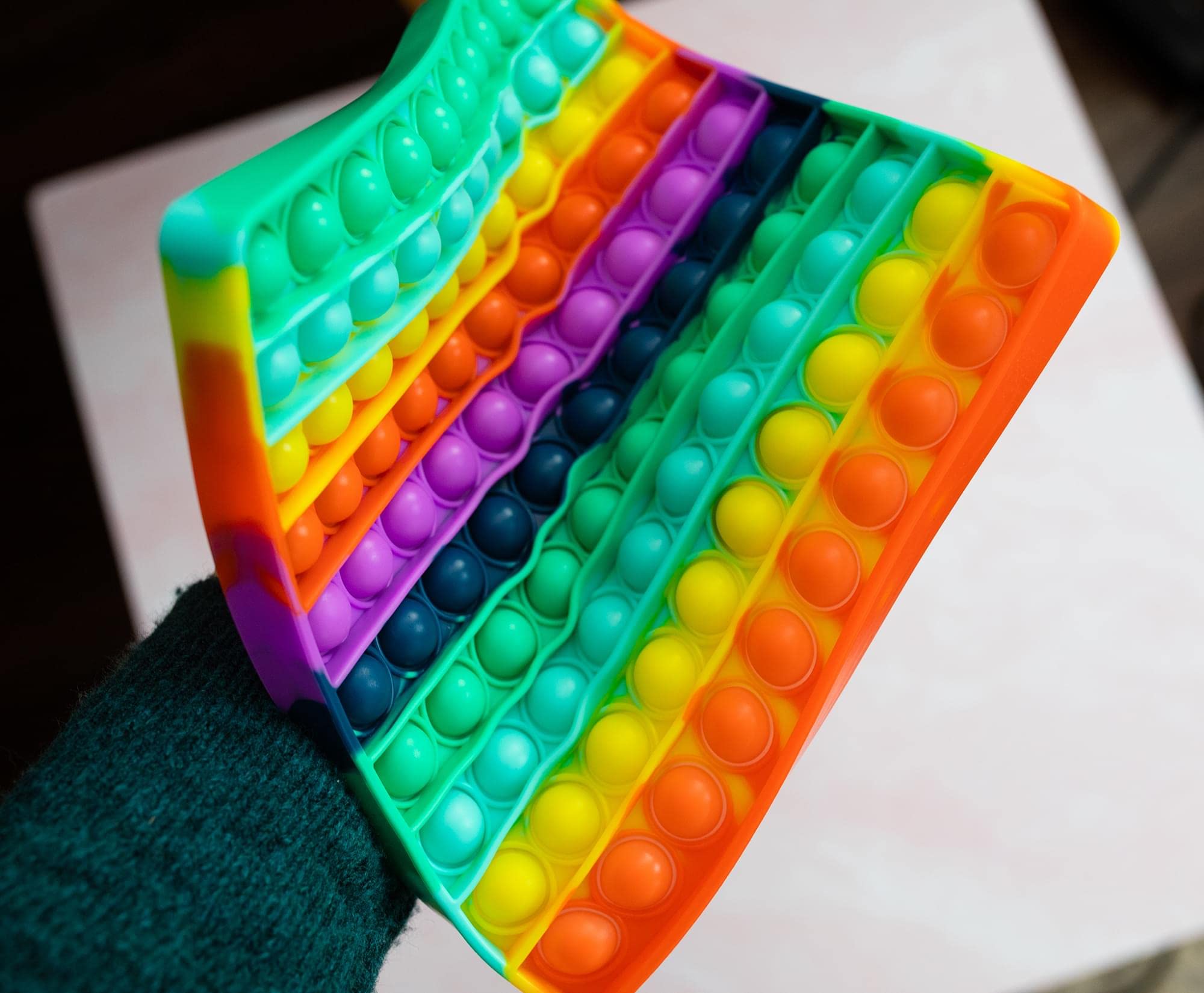 Rainbow Square 100-Button Silicone Pop Fidget Toy - Stress Relief Sensory Game for Kids & Adults with ADHD, Autism, Anxiety | Bubble Popping Sensory Toy for Classroom, Office, Travel | Fun Gift Idea for All Ages