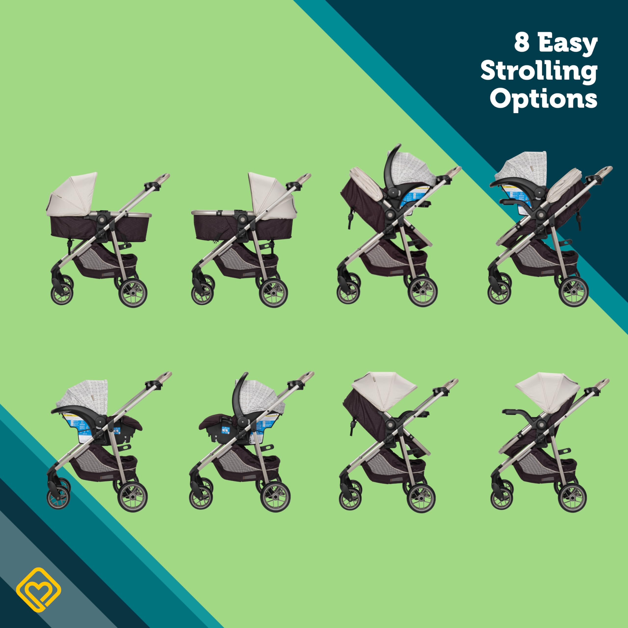 Safety 1st Deluxe Grow and Go Travel System - 8-in-1 Convertible Stroller & Car Seat Combo for Infants 4-30 lbs | Lightweight, Adjustable & Easy Fold | Perfect for Travel, Shopping & Daily Outings with Baby