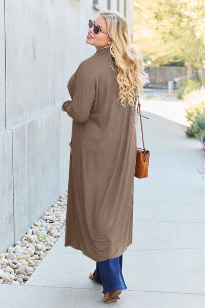 Basic Bae Full Size Open Front Long Sleeve Cover Up - Lightweight Beach Kimono for Women, Summer Swimwear Coverup, Boho Chic Loungewear for Pool, Vacation, and Resort Wear