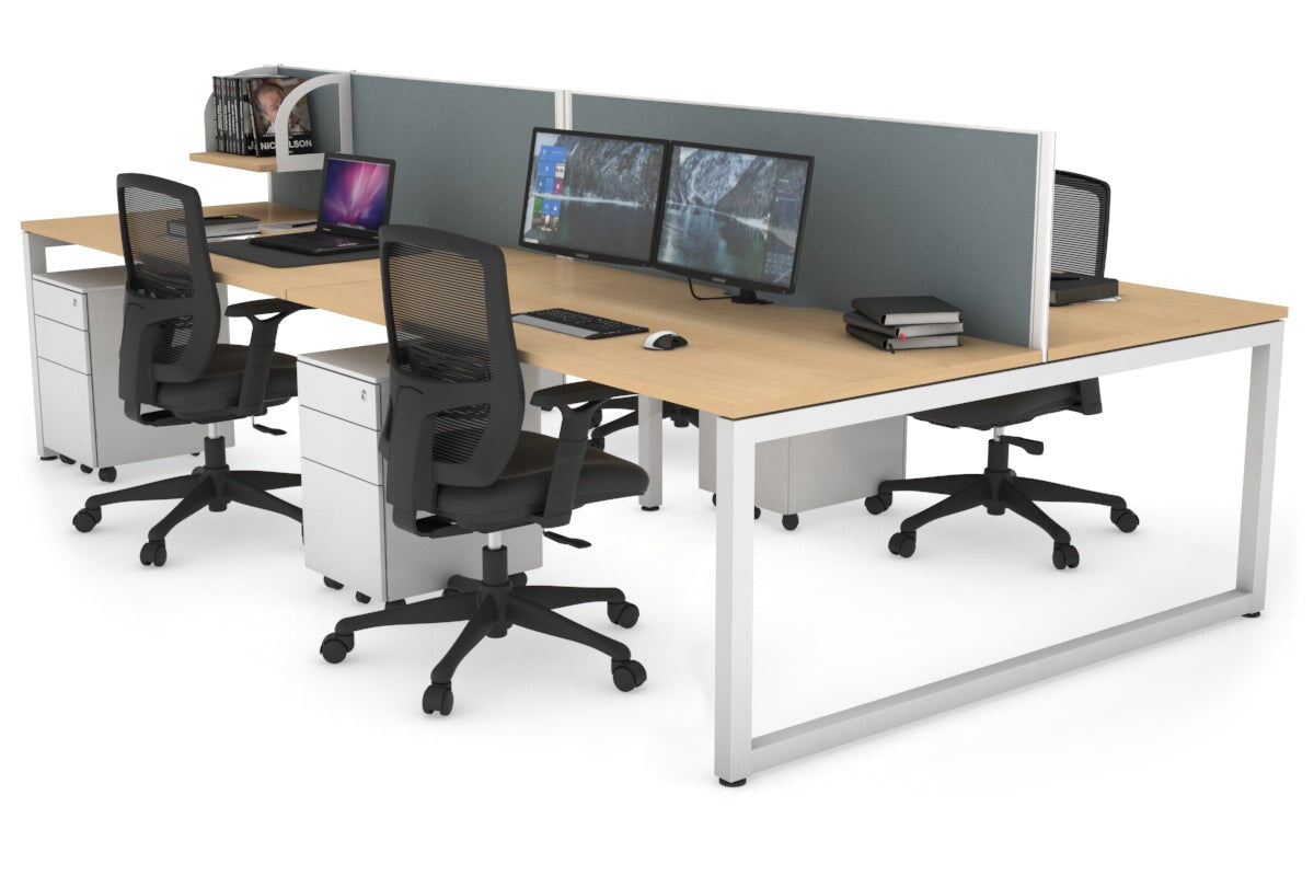 Quadro Loop Legs 4 Person Office Workstation - 1800L x 800W with Cable Management Scallop - Ideal for Collaborative Workspaces & Open Office Environments