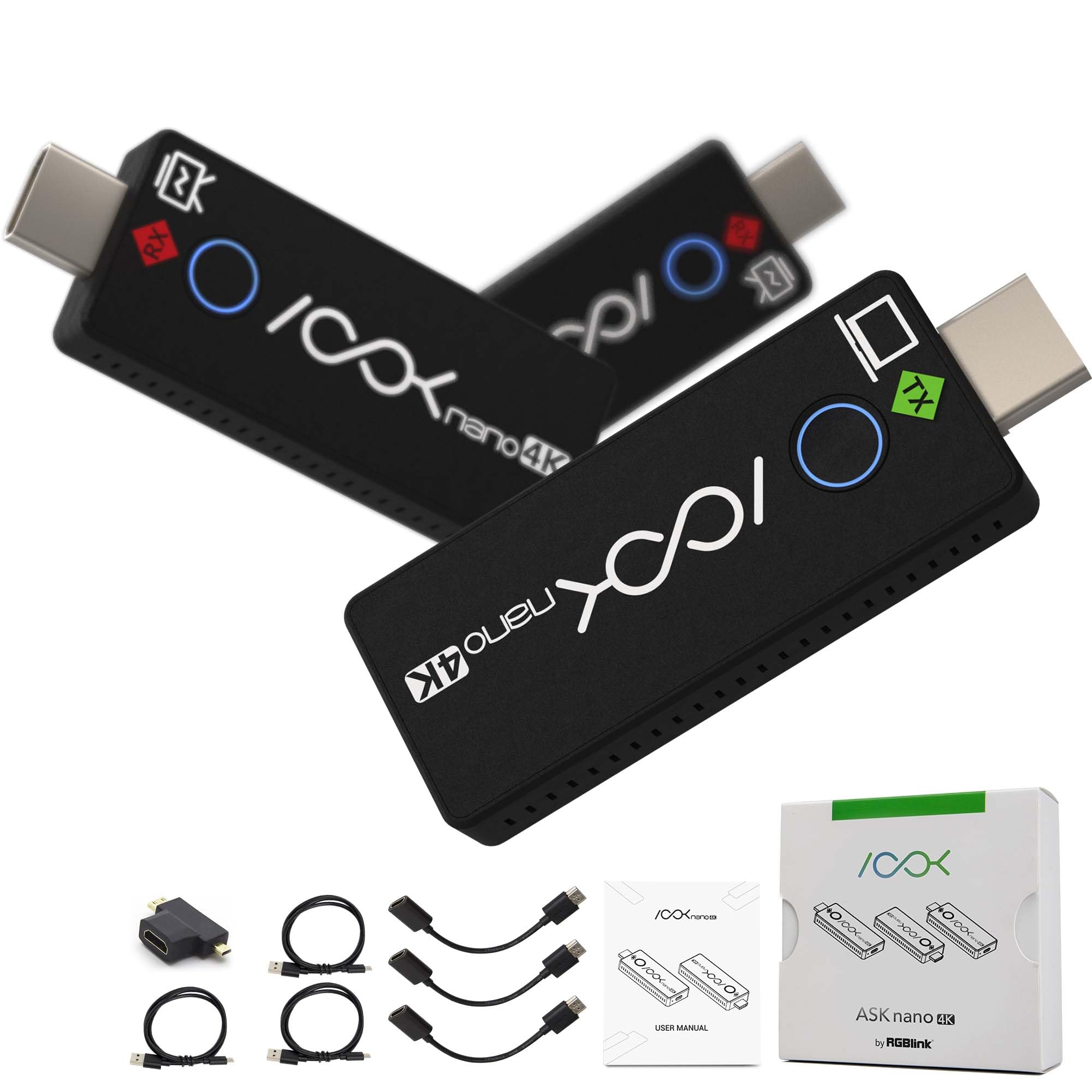 4K Wireless HDMI Transmitter and Receiver Kit - Plug & Play HDMI Extender with 1 Transmitter & 2 Receivers for PC, Smartphone - Perfect for Meetings, Live Streaming, Home Theater & Gaming